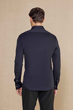 Slim Fit Klasik Yaka Performans Gömlek - Siyah (görsel 5)
