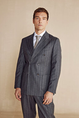 Slim Fit Kaşmir Karışım Takım Elbise - Antrasit (görsel 3)