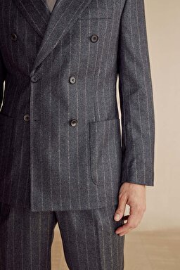 Slim Fit Kaşmir Karışım Takım Elbise - Antrasit (görsel 5)