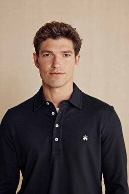 Uzun Kollu Polo Yaka T-Shirt - Siyah (görsel 4)