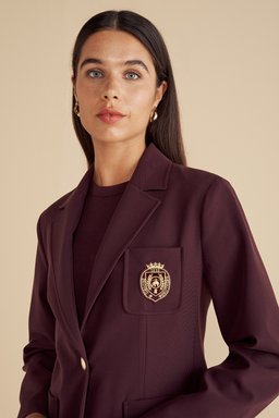 Tel Kırma Logolu Mono Kapama Blazer - Bordo (görsel 5)