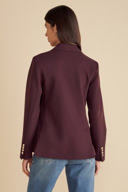 Tel Kırma Logolu Mono Kapama Blazer - Bordo (görsel 6)