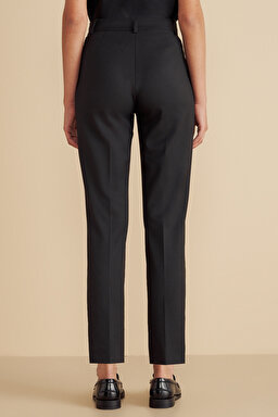 Regular Fit Pileli Basic Pantolon - Siyah (görsel 5)