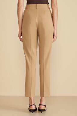 Regular Fit Pileli Basic Pantolon - Camel (görsel 4)