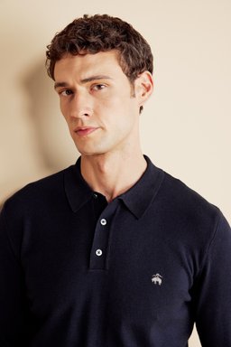 Yün Karışımlı Polo Yaka Basic Kazak - Lacivert (görsel 4)