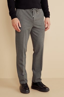 İçten Bağcıklı Yan Beli Lastikli Örme Jogger - Gri (görsel 3)