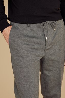 İçten Bağcıklı Yan Beli Lastikli Örme Jogger - Gri (görsel 5)