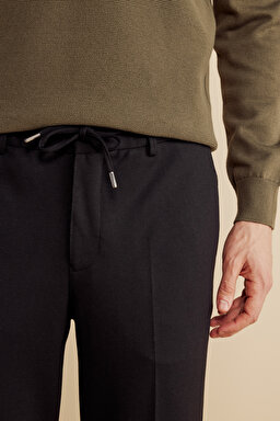 İçten Bağcıklı Yan Beli Lastikli Örme Jogger - Siyah (görsel 5)