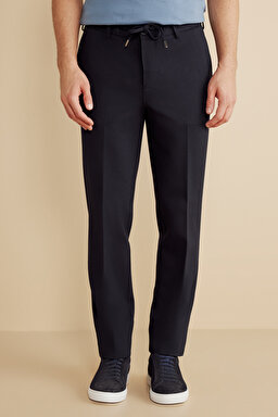 İçten Bağcıklı Yan Beli Lastikli Örme Jogger - Lacivert (görsel 3)