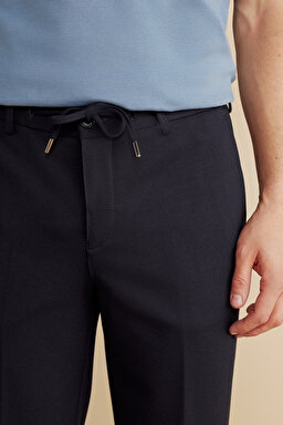 İçten Bağcıklı Yan Beli Lastikli Örme Jogger - Lacivert (görsel 5)