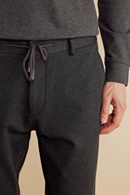 Örme Kordonlu Jogger Pantolon - Antrasit (görsel 5)