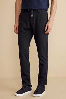 Örme Kordonlu Jogger Pantolon - Lacivert (görsel 3)
