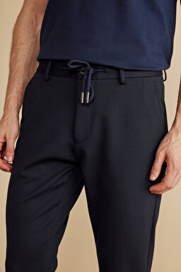 Örme Kordonlu Jogger Pantolon - Lacivert (görsel 5)