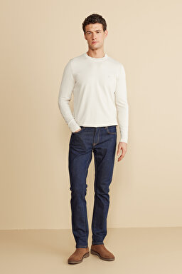 Pamuk Karışımlı 5 Cep Denim Pantolon - Lacivert