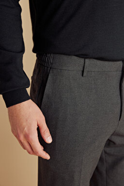 Beli Yandan Lastikli Jogger Pantolon - Antrasit (görsel 5)