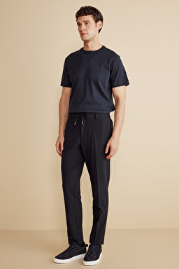 Beli Yandan Lastikli Jogger Pantolon - Lacivert (görsel 2)