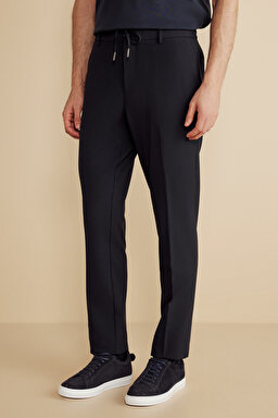 Beli Yandan Lastikli Jogger Pantolon - Lacivert (görsel 3)