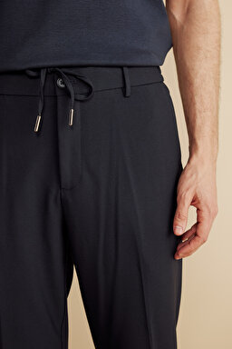 Beli Yandan Lastikli Jogger Pantolon - Lacivert (görsel 5)