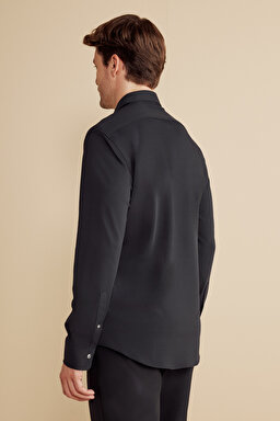 Klasik Yaka Slim Fit Performans Gömlek - Siyah (görsel 5)