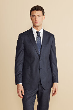 Mono Yaka Torba Cep Slim Fit %100 Yün Takım Elbise - Lacivert