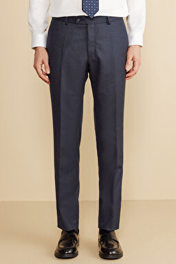 Mono Yaka Torba Cep Slim Fit %100 Yün Takım Elbise - Lacivert (görsel 6)