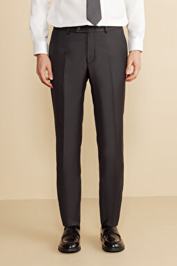 %100 Yün Mono Yaka Kapak Cep Slim Fit Limited Edition  Takım Elbise - Siyah (görsel 5)