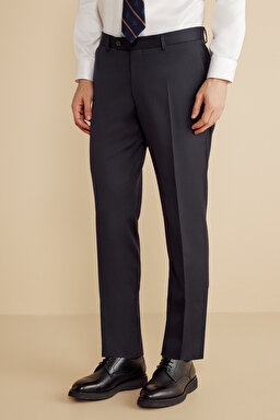 Yün Karışımlı Mono Yaka Kapak Cep Slim Fit Limited Edition İpek Takım Elbise - Lacivert (görsel 4)
