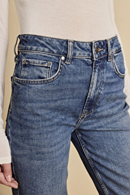Normal Bel Rahat Kesim Denim Pantolon - Mavi (görsel 3)