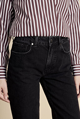 Rahat Kesim Normal Bel Cep Detaylı Denim Pantolon - Siyah (görsel 4)