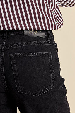 Rahat Kesim Normal Bel Cep Detaylı Denim Pantolon - Siyah (görsel 6)
