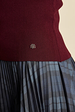 Balıkçı Yaka Kolsuz Rayon Kazak - Bordo (görsel 6)