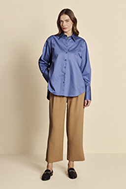 Rahat Kesim Normal Bel Crop Pantolon - Camel (görsel 2)