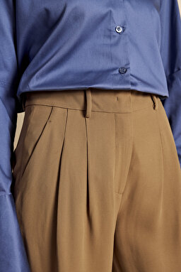 Rahat Kesim Normal Bel Crop Pantolon - Camel (görsel 4)