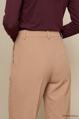 Regular Fit Pilesiz Basic Pantolon - Camel (görsel 5)
