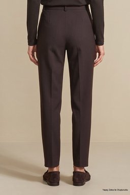 Regular Fit Pilesiz Basic Pantolon - Acı Kahverengi (görsel 3)