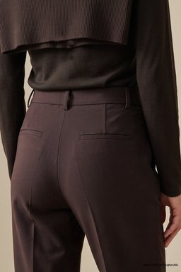 Regular Fit Pilesiz Basic Pantolon - Acı Kahverengi (görsel 5)
