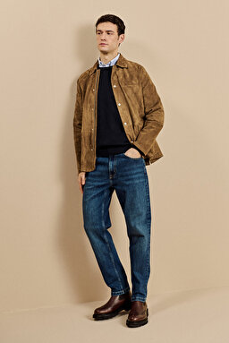 Düz Paça Tapered Fit 5 Cepli Denim Pantolon - Lacivert