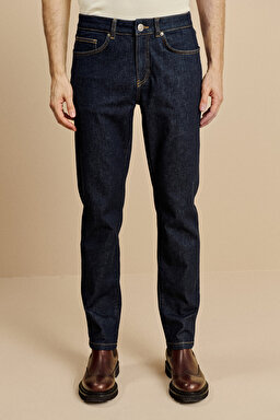 Normal Bel Slim Fit 5 Cepli Denim Pantolon - Lacivert (görsel 3)