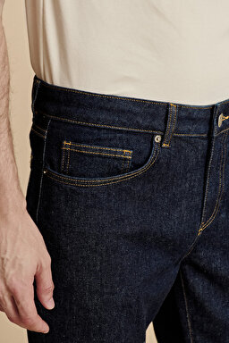Normal Bel Slim Fit 5 Cepli Denim Pantolon - Lacivert (görsel 4)