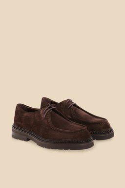 %100 Süet Bağcıklı Loafer - Kahverengi (görsel 2)