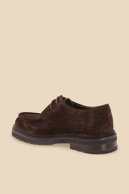 %100 Süet Bağcıklı Loafer - Kahverengi (görsel 4)