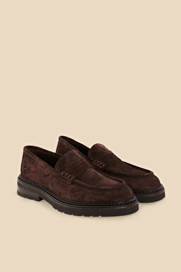 %100 Süet Penny Loafer - Kahverengi (görsel 2)