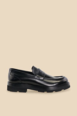 %100 Deri Penny Loafer - Siyah