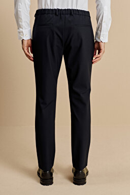 Slim Fit Düz Paça Bağcıklı Performans Pantolon - Lacivert (görsel 5)