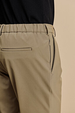 Slim Fit Düz Paça Bağcıklı Performans Pantolon - Vizon (görsel 6)