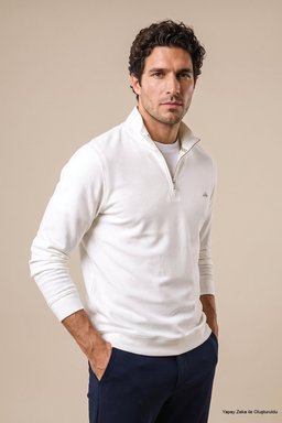 Bato Yaka Selanik Örgü Sweatshirt - Ekru