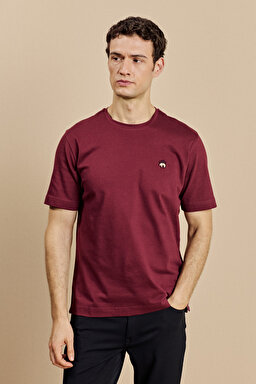 Bisiklet Yaka Triko T-Shirt - Bordo (görsel 2)