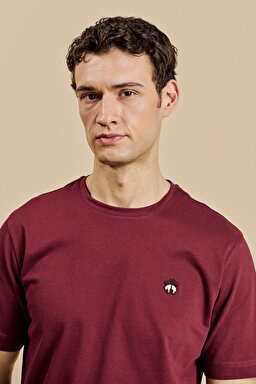 Bisiklet Yaka Triko T-Shirt - Bordo (görsel 4)