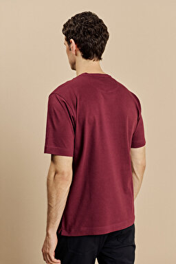Bisiklet Yaka Triko T-Shirt - Bordo (görsel 5)