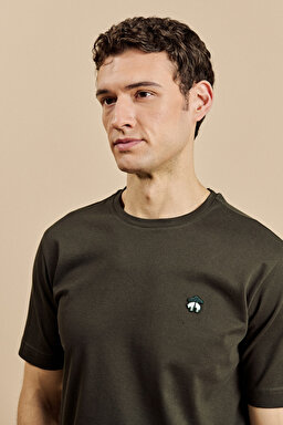 Bisiklet Yaka Triko T-Shirt - Koyu Yeşil (görsel 4)